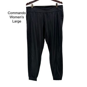 Commando Faux Leather Joggers Black Relaxed Fit Pants Womens Large Made‎ in USA
